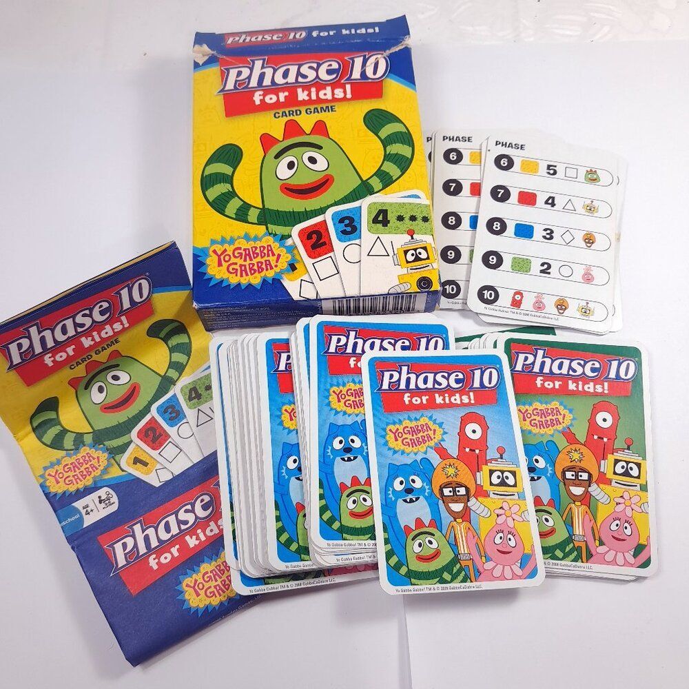 Phase 10 For Kids!‎ Card Game YO GABBA GABBA Fundex 2008 complete Vintage